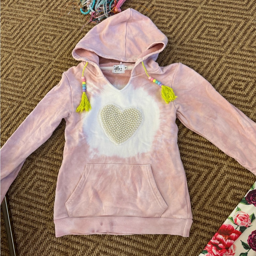 Lola + the Boys Candy Heart Tie-Dye Sweatshirt size 8